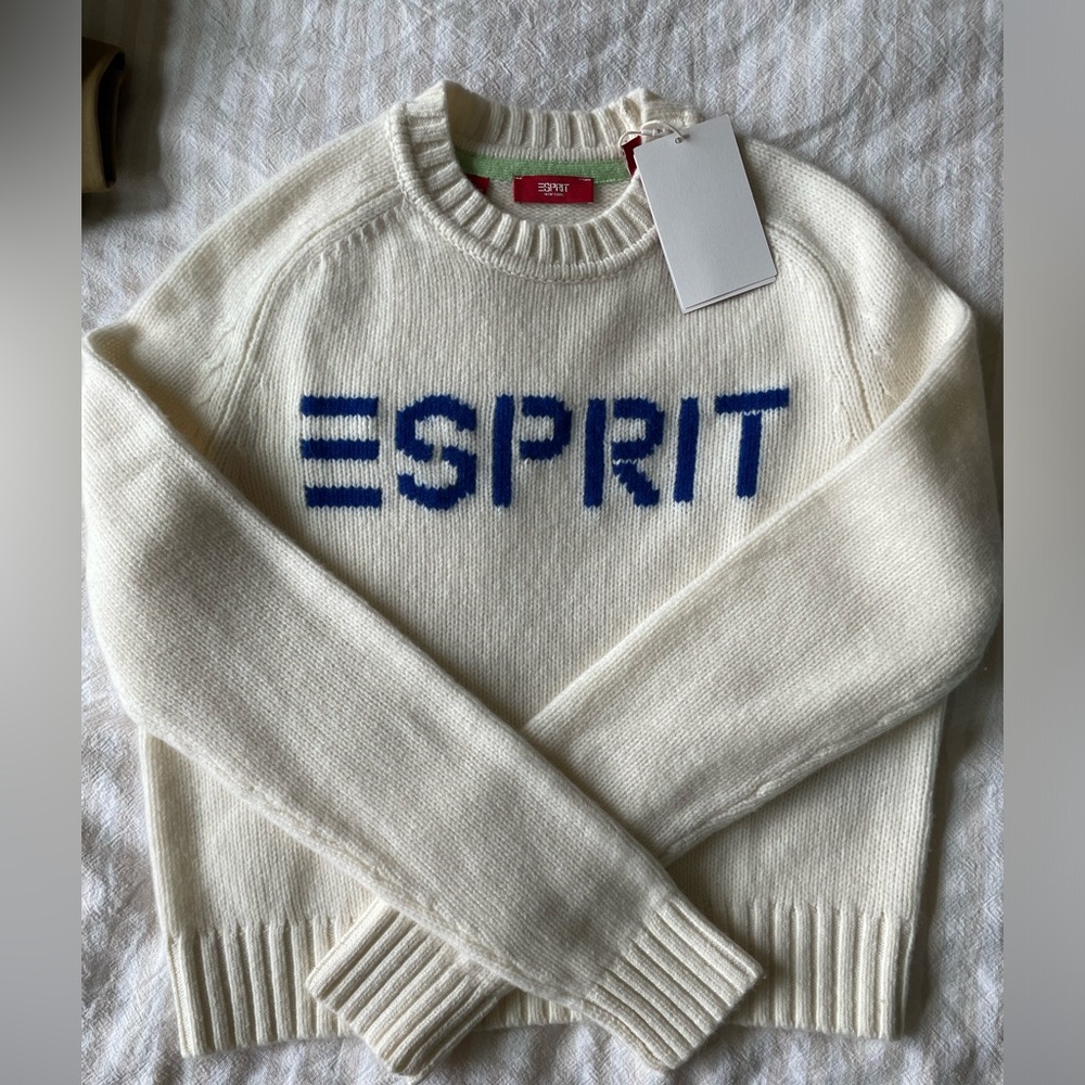 Esprit wool cashmere logo sweater XS NWT